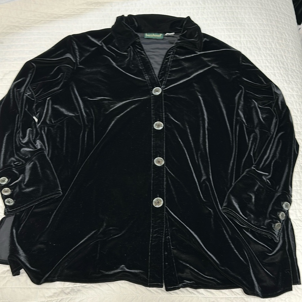 Harve Benard vintage velvet jacket shirt euc poly spandex euc